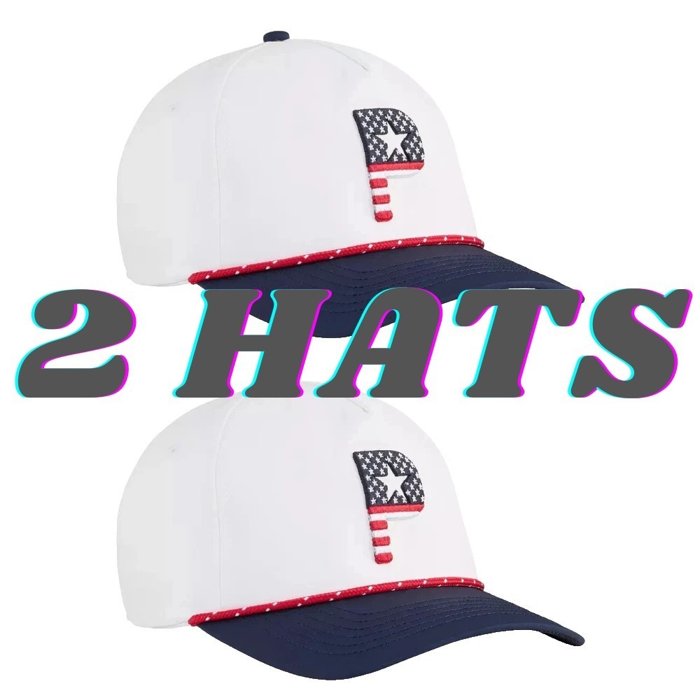 2 Hats - Arnold Palmer Puma Golf Pars & Stripes 5 Panel Snapback Hat Cap